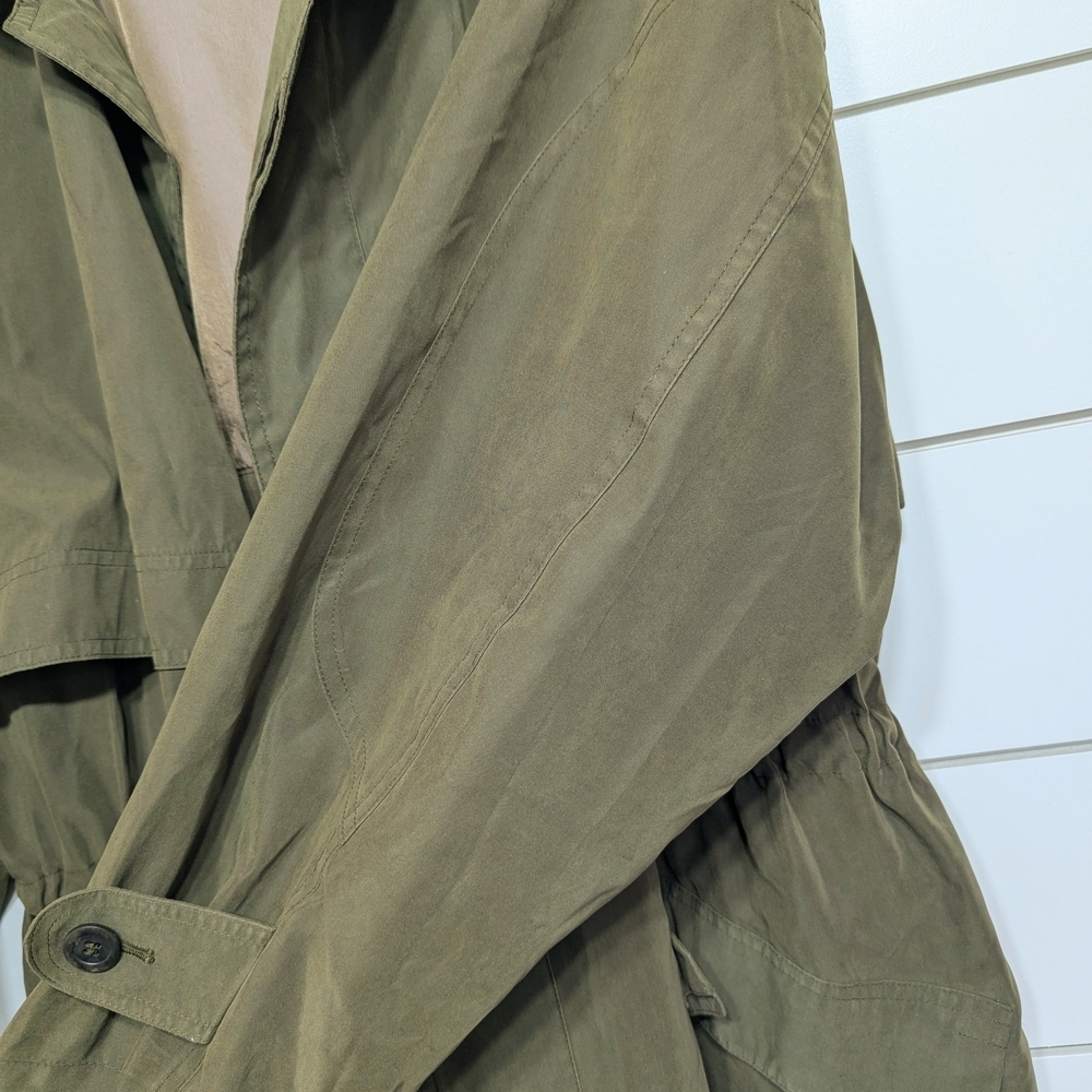 Carole Cohen Tokyo Olive Trench Coat | Japanese Minimalist Quiet Luxury M Sanyo - Picture 6 of 10